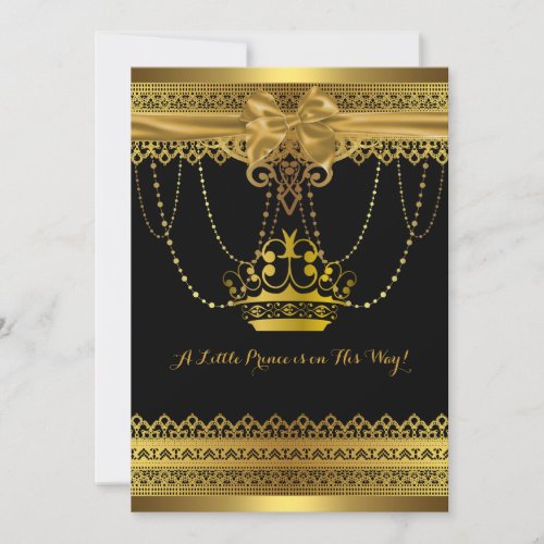 Black  Gold Crown Baby Shower Invitation