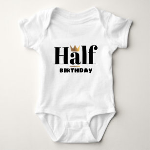 Black Gold Crown Half Birthday Baby Bodysuit