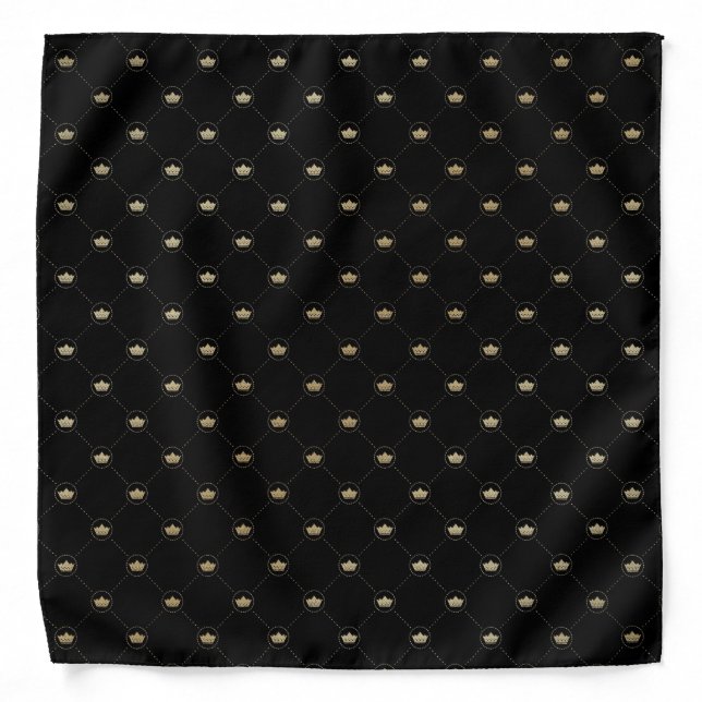 Black Gold Crown Pocket Handkerchief Bandana (Front)