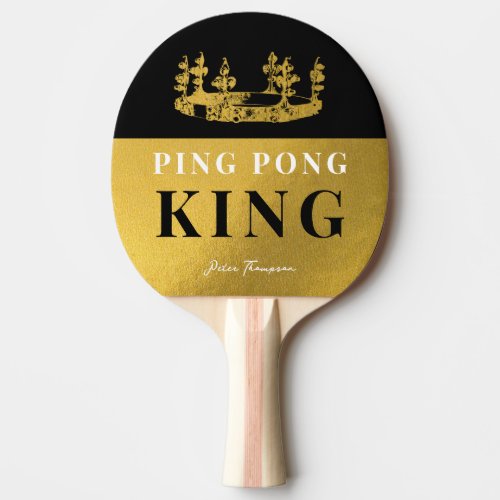 Black  Gold Crown Table Tennis King Luxury Custom Ping Pong Paddle