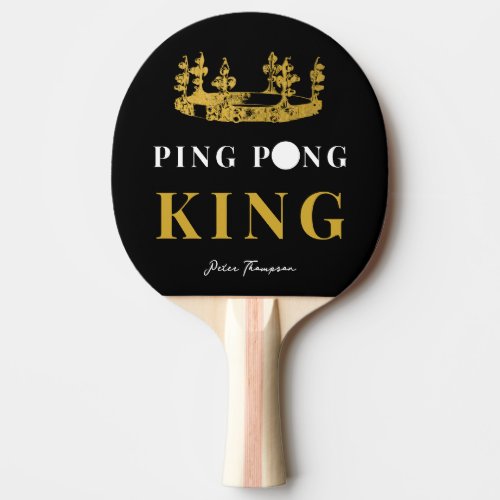 Black  Gold Crown Table Tennis King Personalized  Ping Pong Paddle