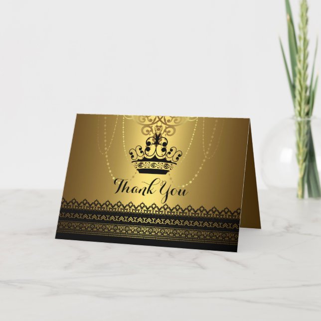 Black & Gold Crown Thank You Card (Front)