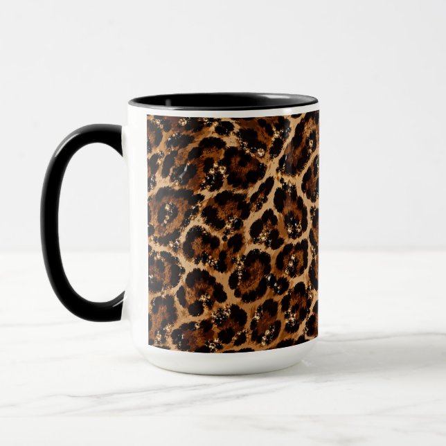 Black & Gold Crystal Tiger Pattern Mug (Left)