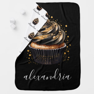 Black Gold Cupcake Baby Blanket