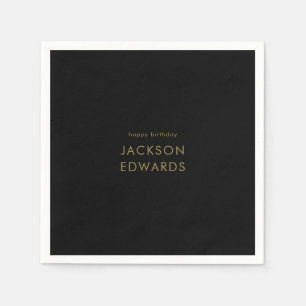 Black & Gold Custom Birthday  Napkins