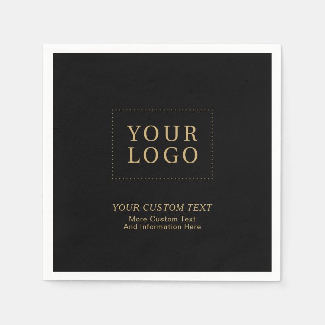 Black & Gold | Custom Business Logo Promotional Napkins (Front)