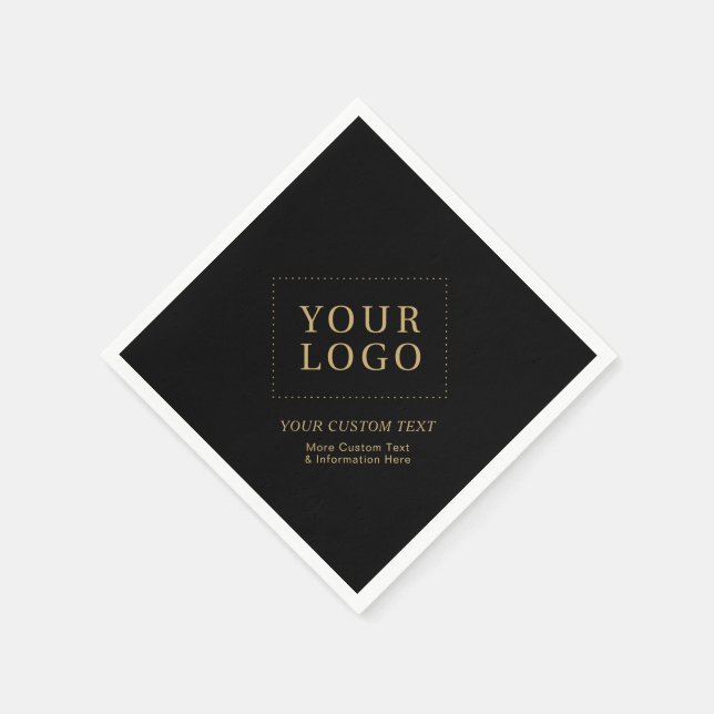 Black & Gold Custom Business Logo Promotional Napkins (Corner)