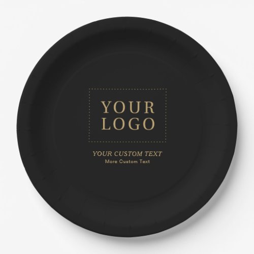 Black  Gold  Custom Business Logo Promotional Paper Plates