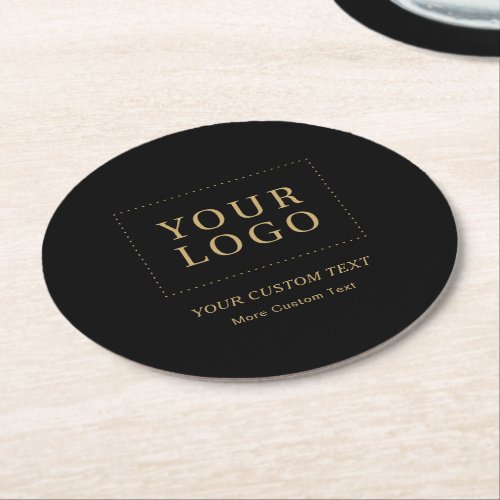 Black  Gold  Custom Business Logo Promotional Round Paper Coaster