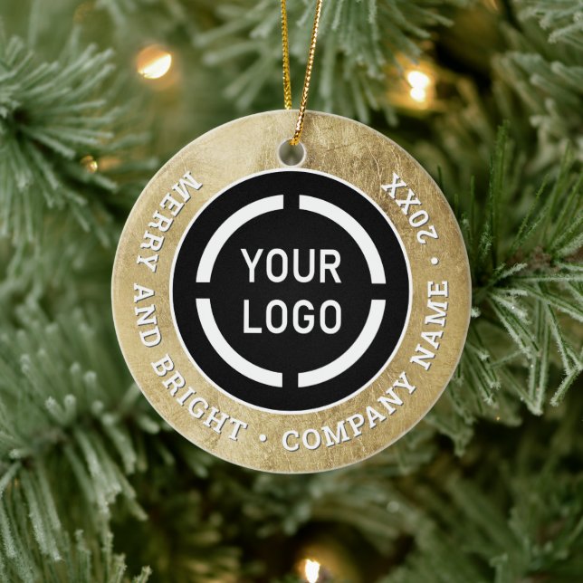 Black & gold custom business ornaments with logo (Tree)