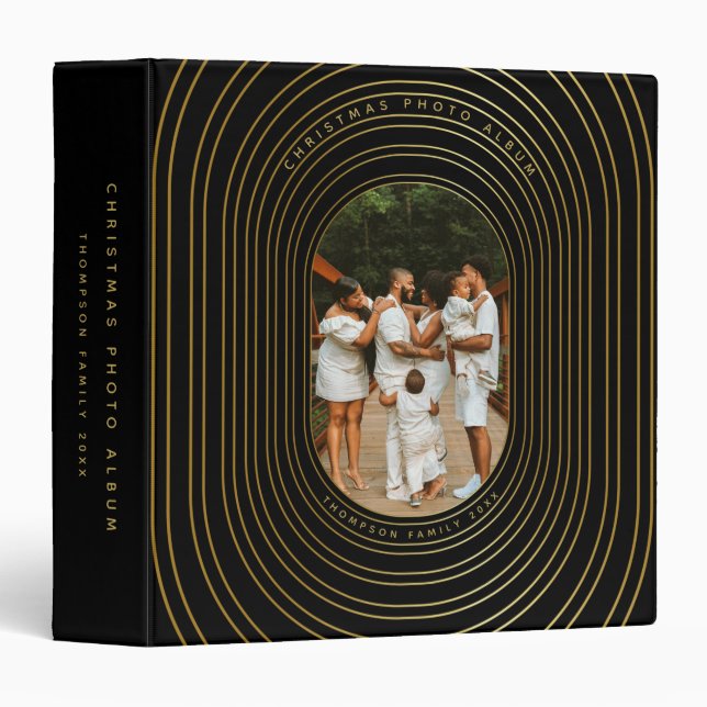 Black Gold Custom Christmas Photo Family Album 3 Ring Binder (Front/Spine)