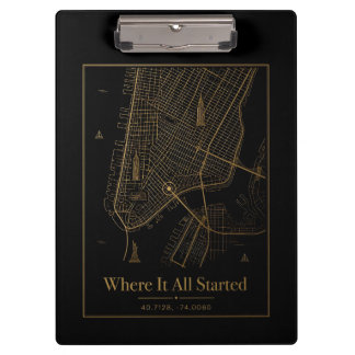 Black Gold Custom City Map Clipboard