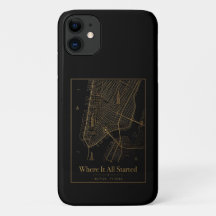 Black Gold Custom City Map iPhone Case