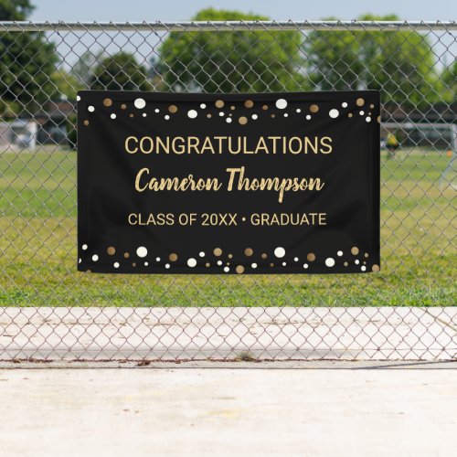 Black Gold Custom Congratulations Graduation Banner