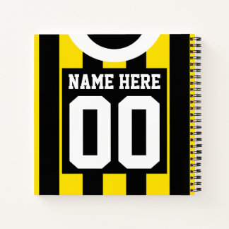 Black & Gold Custom Jersey Template Soccer Rugby Notebook