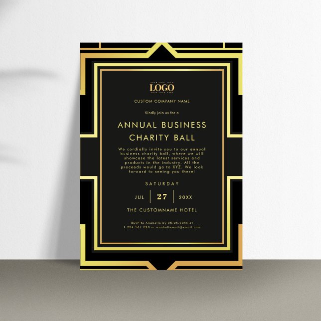 Black & Gold Custom Logo Business Company Event Invitation (Creator Uploaded)