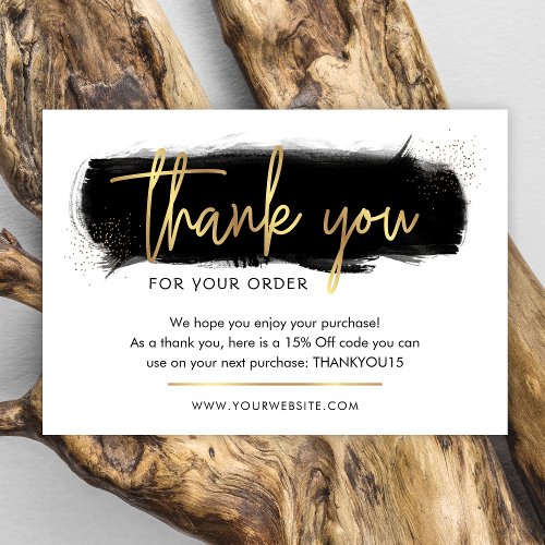 Black  Gold Custom Logo Business Thank You Card