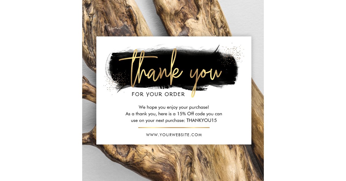 Black & Gold Custom Logo Business Thank You Card | Zazzle
