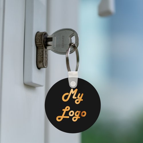Black gold custom logo image business keychain
