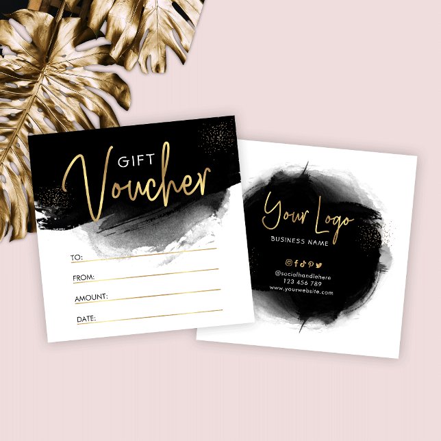 Black & Gold Custom Modern Salon Gift Certificate (Creator Uploaded)