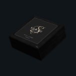 Black Gold Custom Monogram Bridesmaid Gift Box<br><div class="desc">This customized monogrammed bridesmaid gift box is perfect for Bridesmaid Proposal,  Weddings,  Bridal Shower or Bachelorette Party. Edit this template with your bridesmaid's name,  monogram and any custom text.</div>