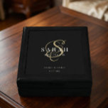 Black Gold Custom Monogram Bridesmaid Gift Box<br><div class="desc">This customized monogrammed bridesmaid gift box is perfect for Bridesmaid Proposal,  Weddings,  Bridal Shower or Bachelorette Party. Edit this template with your bridesmaid's name,  monogram and any custom text.</div>