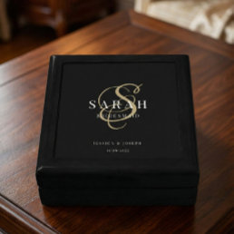 Black Gold Custom Monogram Bridesmaid Gift Box