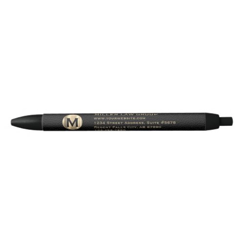 Black Gold Custom Monogram Business Promo Black Ink Pen