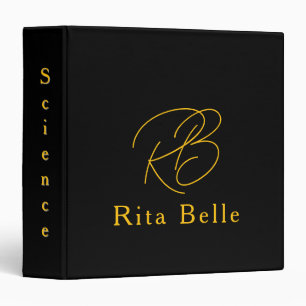 Black Gold Custom Name Elegant Binder