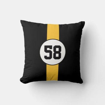 Black & Gold Custom Number Sports Pillow by inkbrook at Zazzle