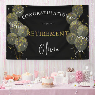 Black & Gold Custom Party Personalized Retirement Banner