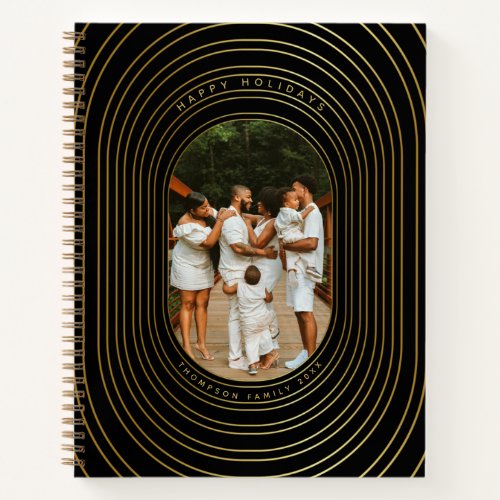 Black Gold Custom Photo Family Christmas Notebook