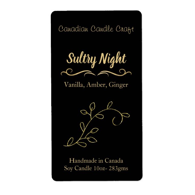 Black & Gold Custom Product  Label (Front)