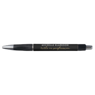 Black Gold Custom Script Business Profession Title Pen