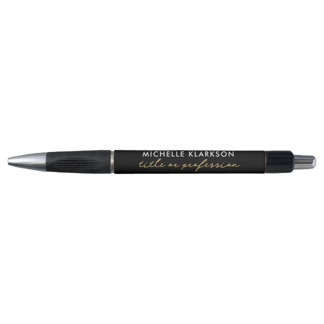 Black Gold Custom Script Business Profession Title Pen (Front)