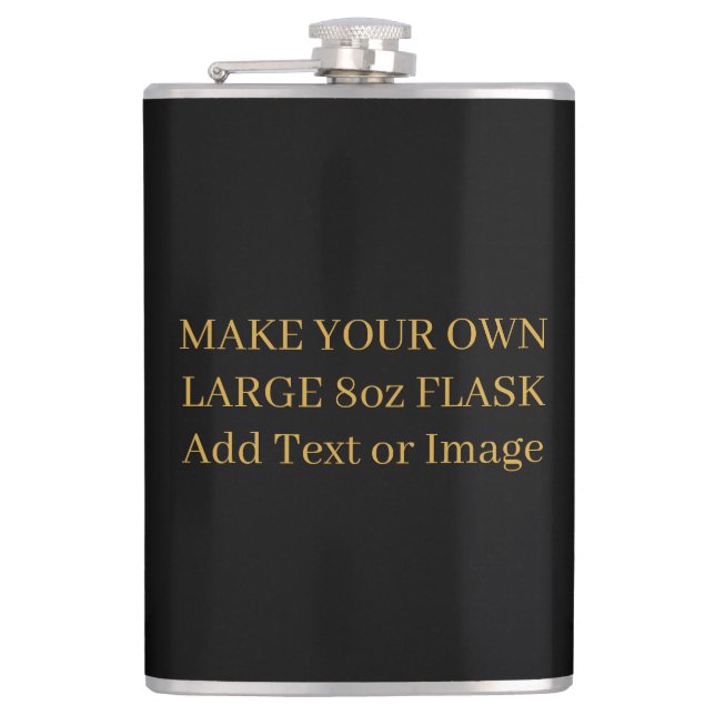 Black & Gold Custom Text or Photo Wedding Flask (Front)