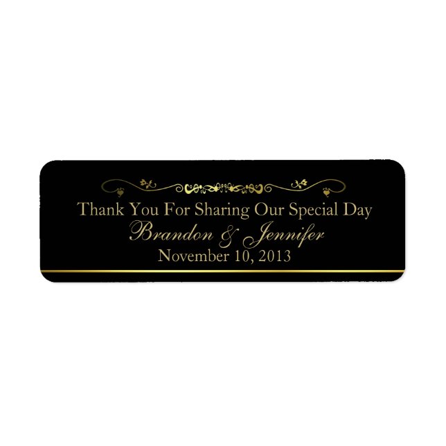 Black & Gold Custom Wedding Favor Labels (Front)