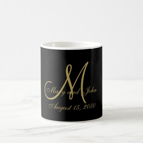 Black Gold Customizable Initial Letter and Names Coffee Mug