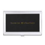 Black &amp; Gold Cute Minimalist Own Name Business Card Case
