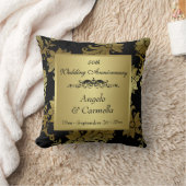 Black, Gold Damask 50th Anniversary Pillow (Blanket)