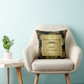 Black, Gold Damask 50th Anniversary Pillow (Chair)