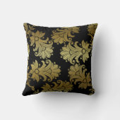 Black, Gold Damask 50th Anniversary Pillow (Back)
