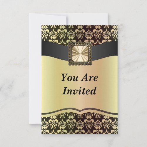 Black  gold damask any occasion invitation