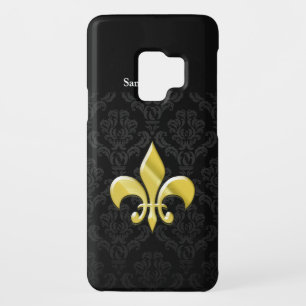 Black/Gold Damask Fleur de Lis Case-Mate Samsung Galaxy S9 Case