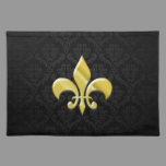 Black/Gold Damask Fleur de Lis Placemat