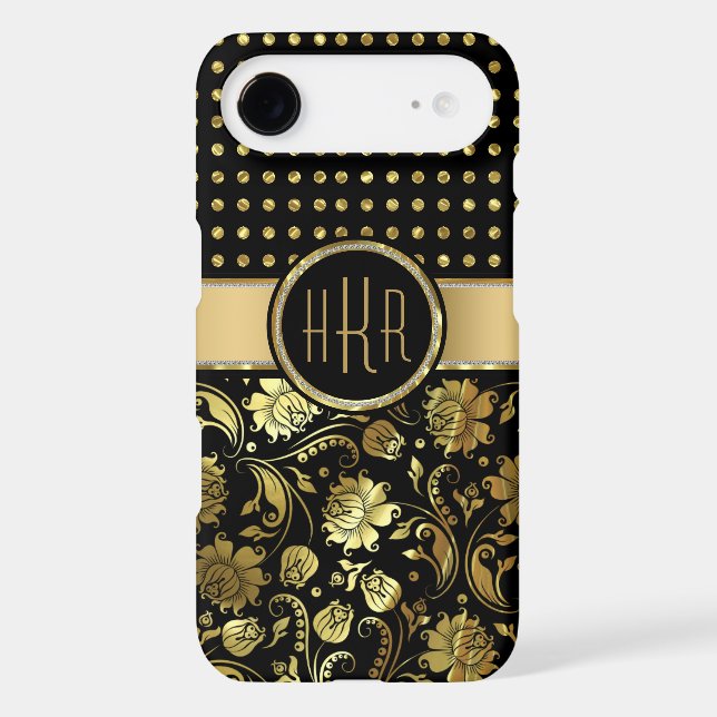 Black & Gold Damask & PolkaDot Combination Case-Mate Samsung Galaxy Case (Back)