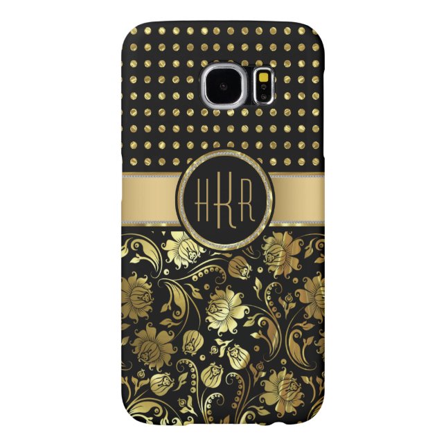Black & Gold Damask & PolkaDot Combination Case-Mate Samsung Galaxy Case (Back)