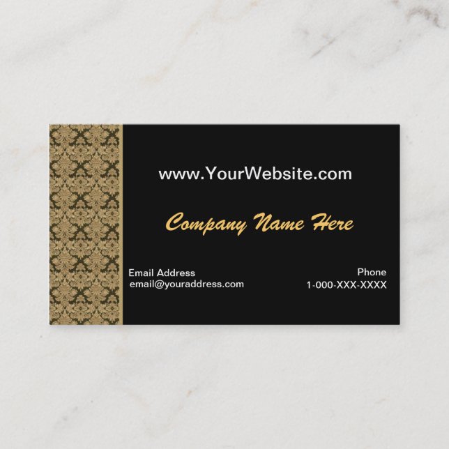 Black Gold Damask Profile Card (Front)