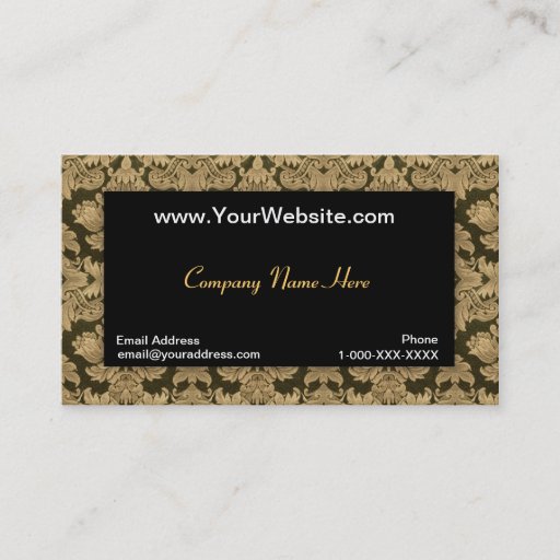 Customizable Black Gold Damask Profile Card Business Card Templates