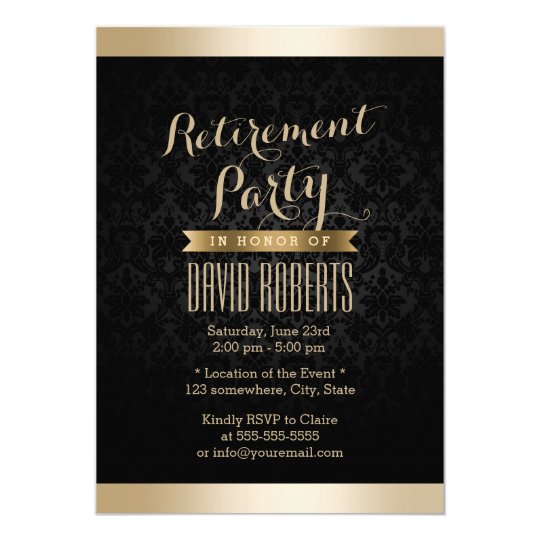 Damask Retirement Invitations 2